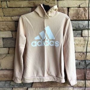 Adidas pale orange peach logo hoodie sweatshirt EUC Medium